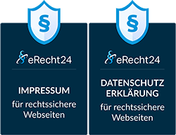 Siegel von eRecht24 für ein rechtssichers Impressum und eine Datenschutzerklärung